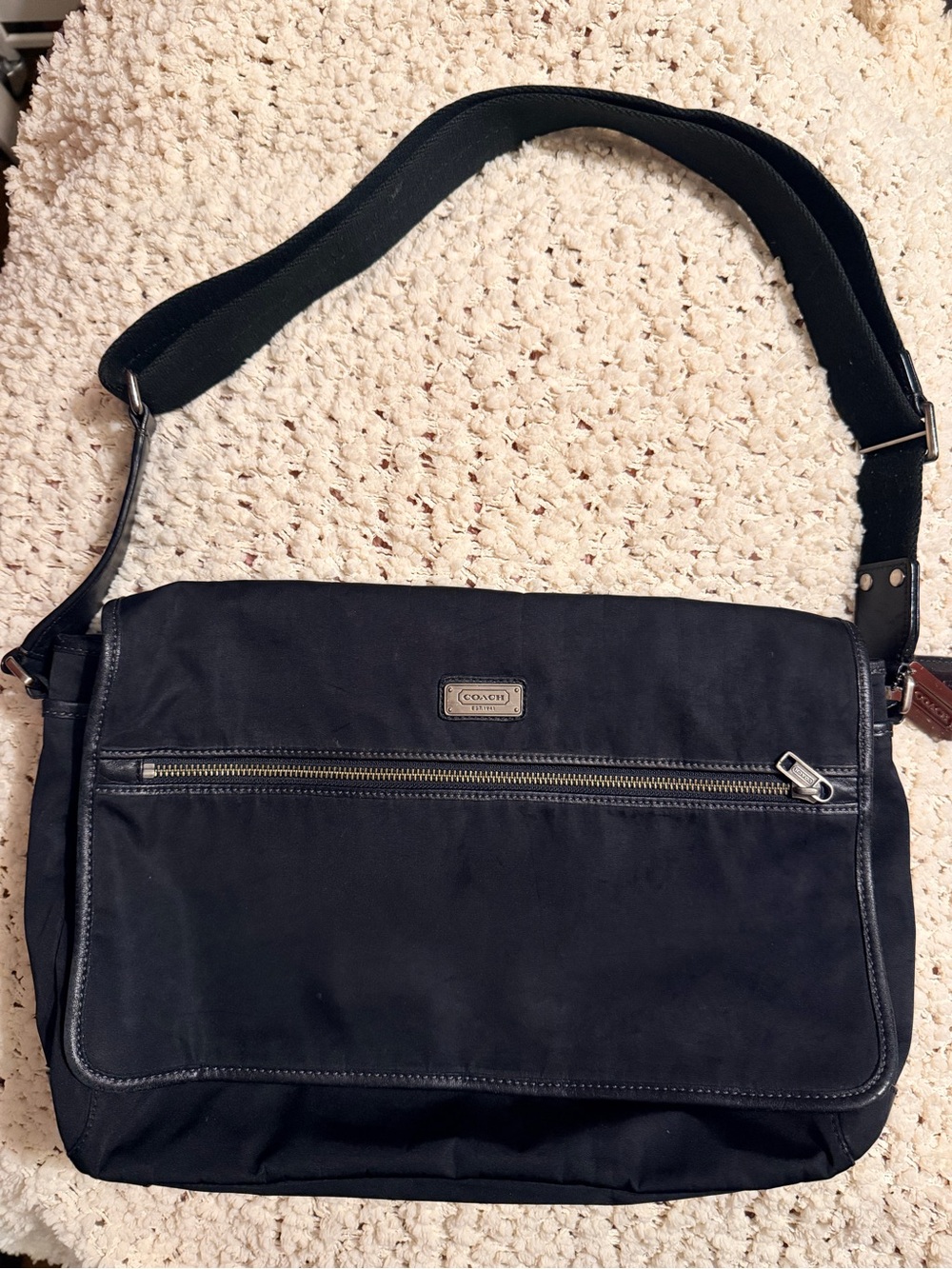 Coach Black Messenger Shoulder Bag with Zip Front
